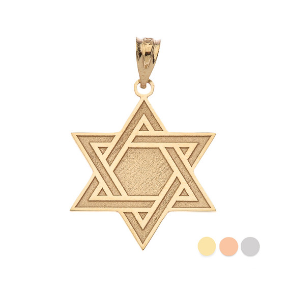 Personalized Gold Jewish Name Jewelry Engraved Interlocking Star of David Pendant Necklace (Yellow/ Rose/White)