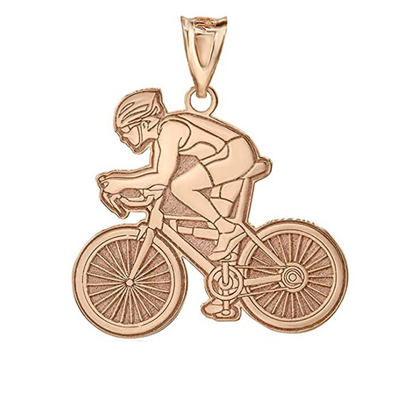 Gold Personalized Name Cyclist Cycling Road Bike Sportsman Pendant Necklace(Yellow/Rose/White)