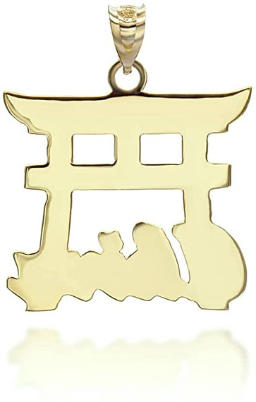 Gold Personalized Japanese Torii Gate Necklace Custom Made Any Name(Yellow/Rose/White)