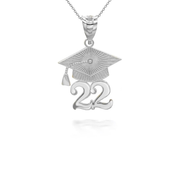 white-gold-2022-graduation-cap-pendant-necklace