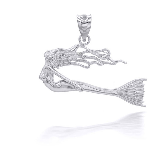 Silver Swimming Mermaid Pendant