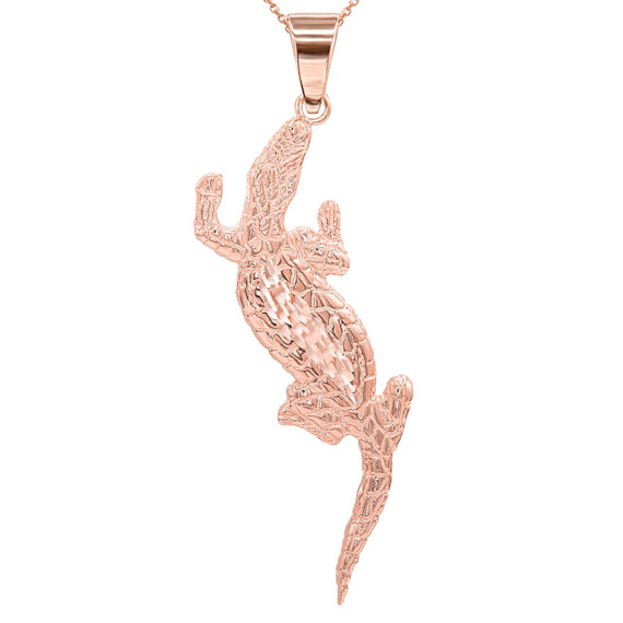 Rose Gold Alligator Pendant Necklace