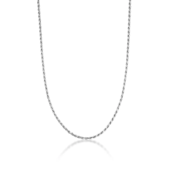 925 Sterling Silver 1.25mm Men's Rope Twisted Chain Link Necklace