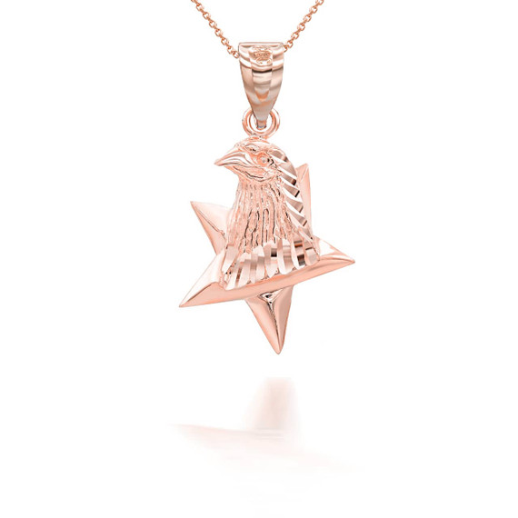 Rose Gold Eagle Head with Star Pendant Necklace