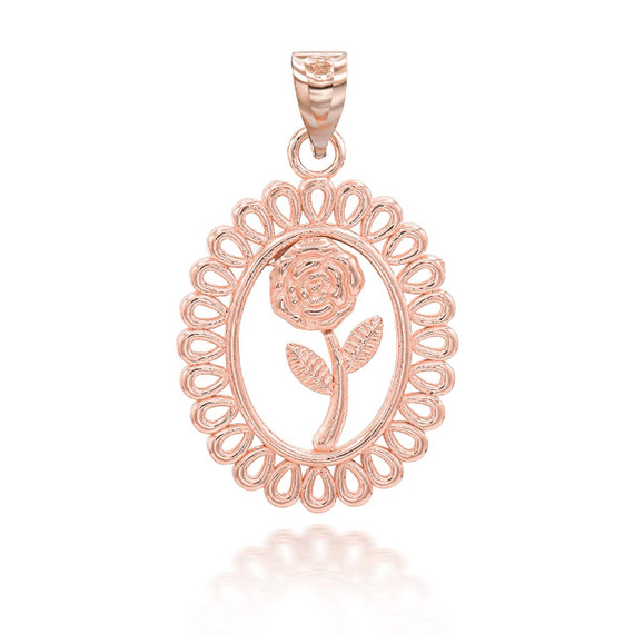 Roe Gold Rose in Filigree Bezel Pendant