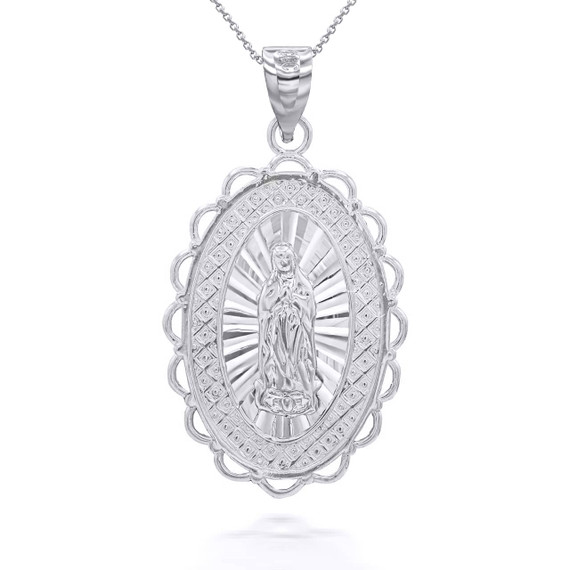 Silver Our Lady of Guadalupe Pendant Necklace