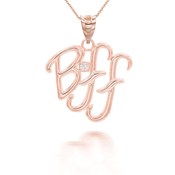 Rose Gold Diamond BFF Pendant Necklace