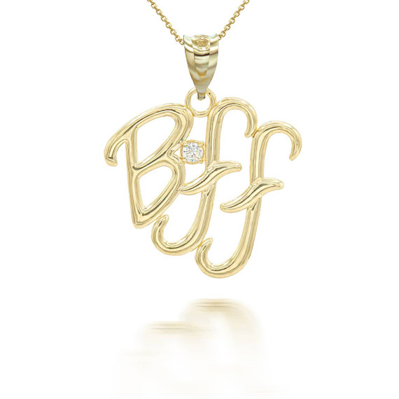 Yellow Gold Diamond BFF Pendant Necklace