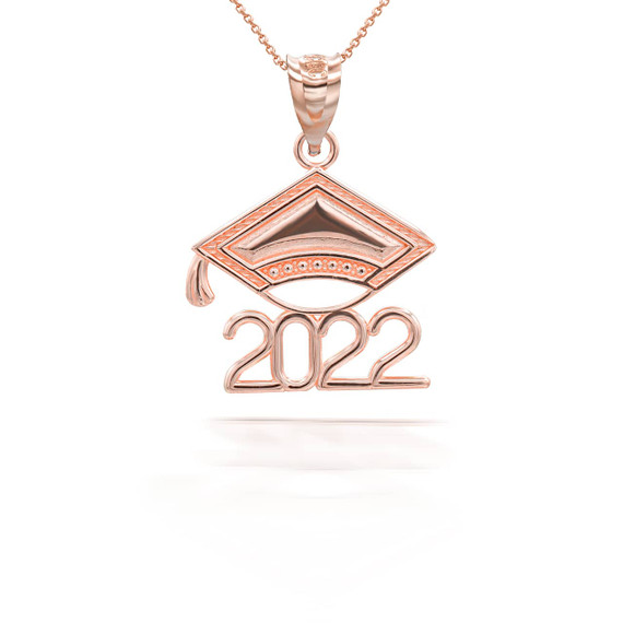 Rose Gold Class of 2022 Graduation Cap Pendant Necklace