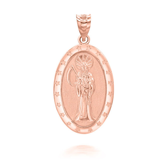 Rose Gold Oval Santa Muerte Pendant