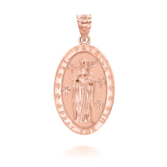 Rose Gold Oval Saint Patrick Pendant