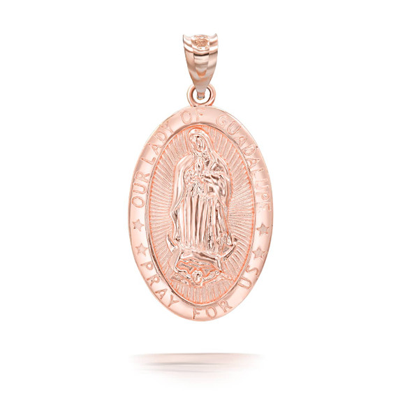 Rose Gold Oval Our Lady of Guadalupe Pendant