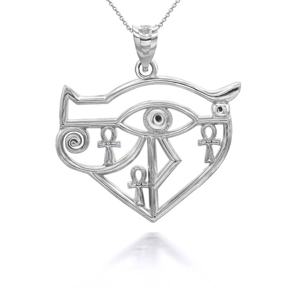 Silver Ankh Evil Eye Pendant Necklace