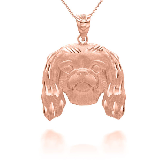 Rose Gold Dog Pekingese Pendant Necklace