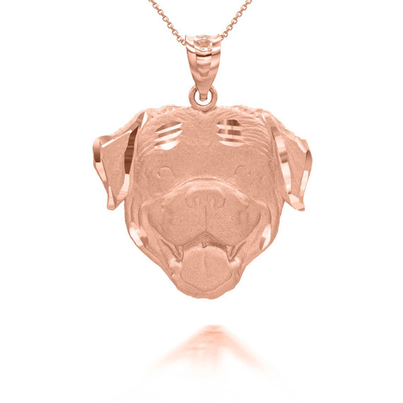 Rose Gold Dog Rottweiler Pendant Necklace