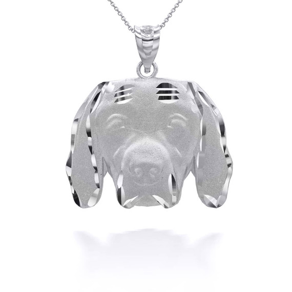 White Gold Dog English Pointer Pendant Necklace