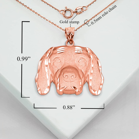 Rose Gold Dog English Pointer Pendant Necklace With Measurements