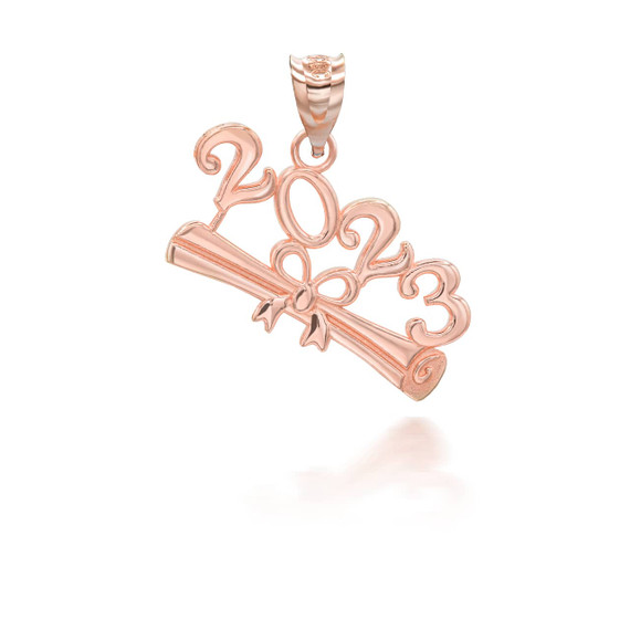 Rose Gold 2023 Graduation Diploma Pendant