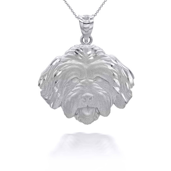 Silver Dog Lhasa Apso Pendant Necklace