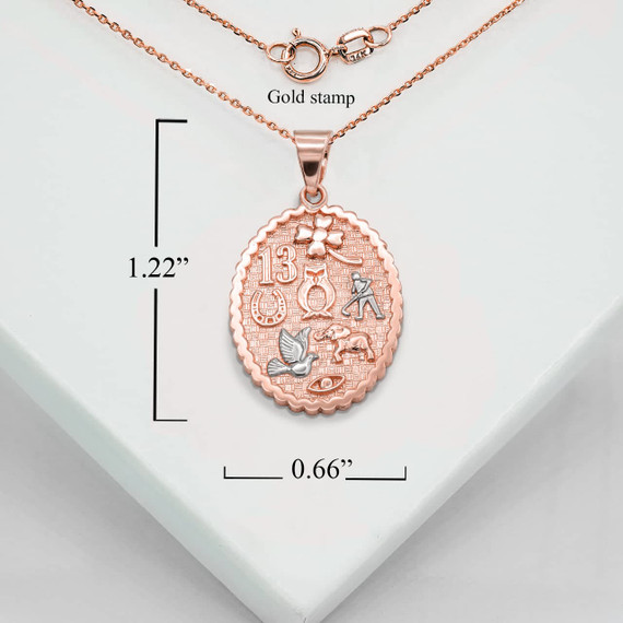 Rose Gold Lucky Charm Pendant Necklace With Measurements