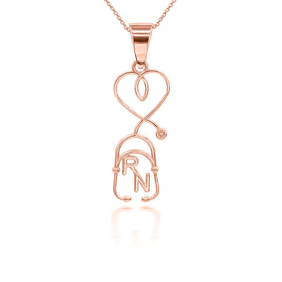 Rose Gold Registered Nurse Stethoscope Pendant Necklace