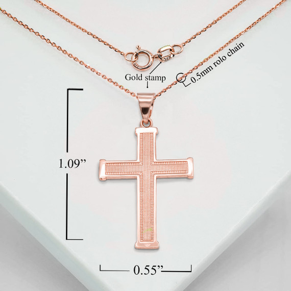 Rose Gold Mini Cross Pendant Necklace With Measurements