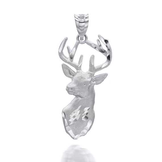 White Gold Stag Head Pendant