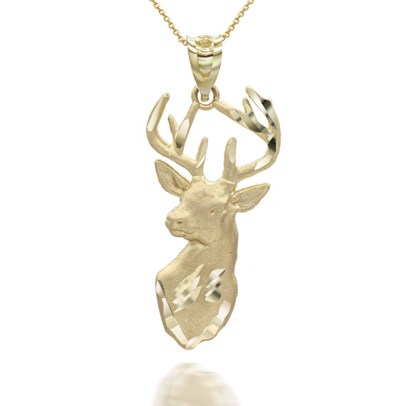 Gold Stag Head Pendant Necklace