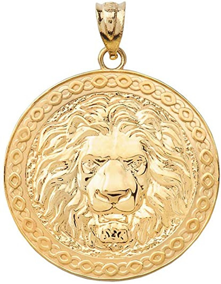 Gold Lion Head medallion Pendant 