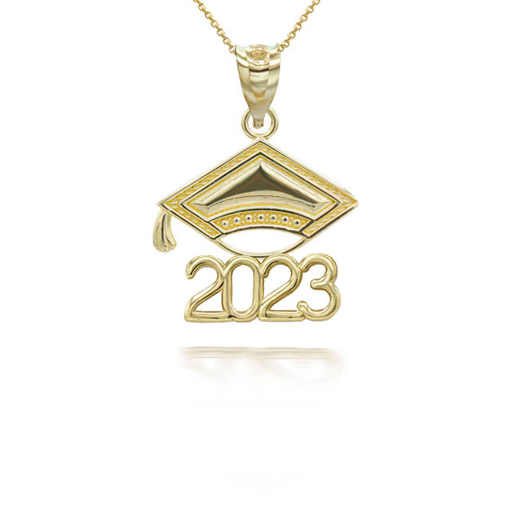 Gold 2023 Graduation Ceremony Cap Pendant Necklace