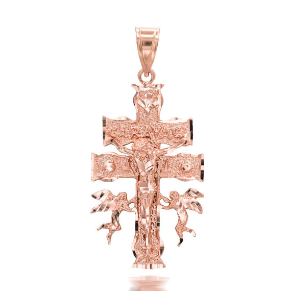 Rose Gold Caravaca Cross Crucifix Pendant