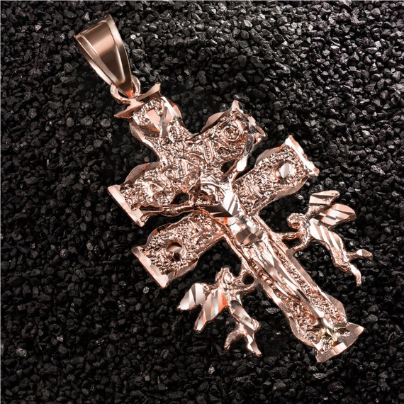 Rose Gold Caravaca Cross Crucifix Pendant