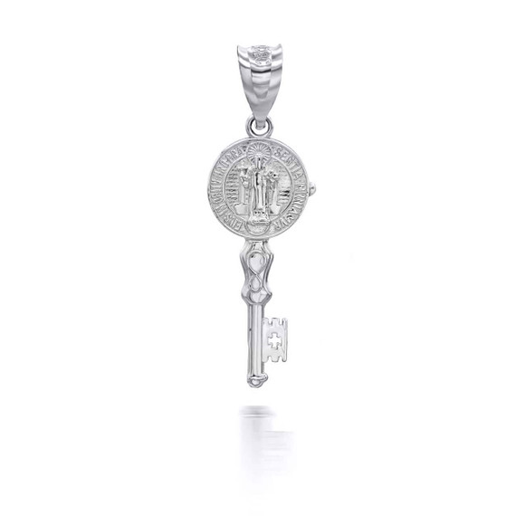 White Gold Saint Benito Key Pendant