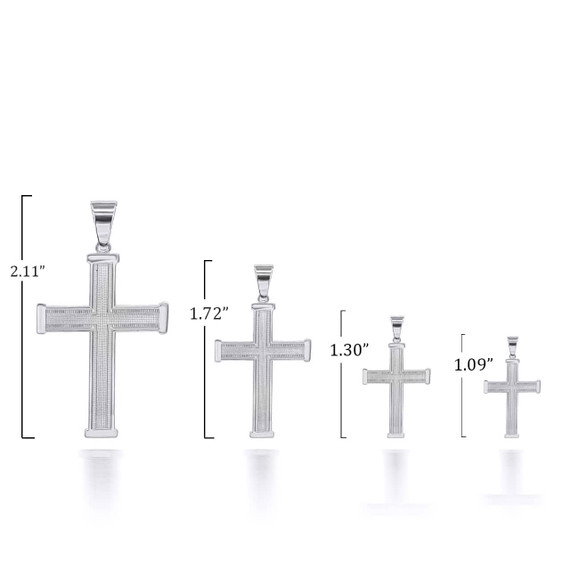.925 Sterling Silver Beaded Cross Pendant With Sizes measurement