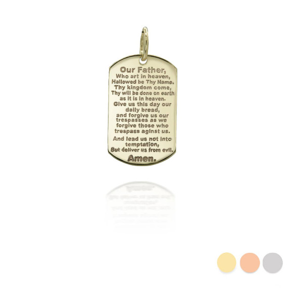 Gold Personalized Lord's Prayer Reversible Pendant 