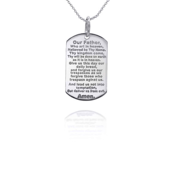 White Gold Personalized Lord's Prayer Reversible Pendant Necklace