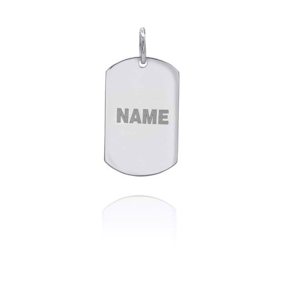 Silver Personalized US Navy Reserve Dog Tag Reversible Pendant Backside