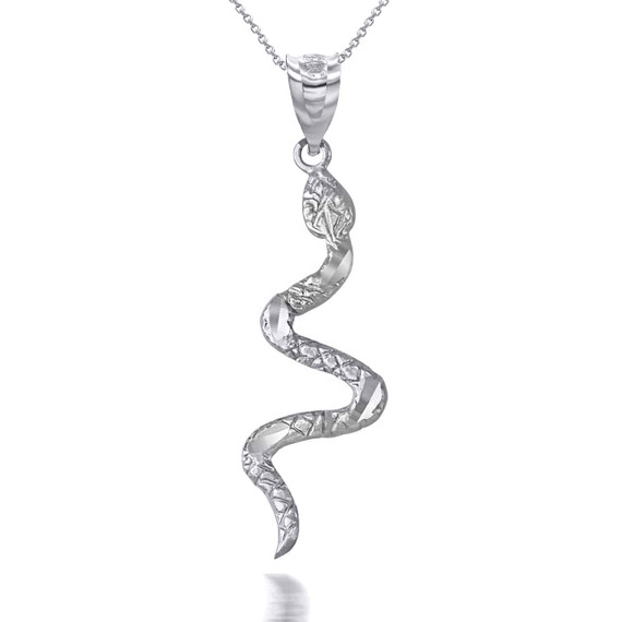 White Gold Snake Pendant Necklace