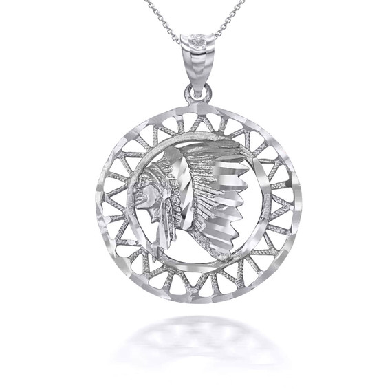 White Gold Apache Openwork Pendant Necklace