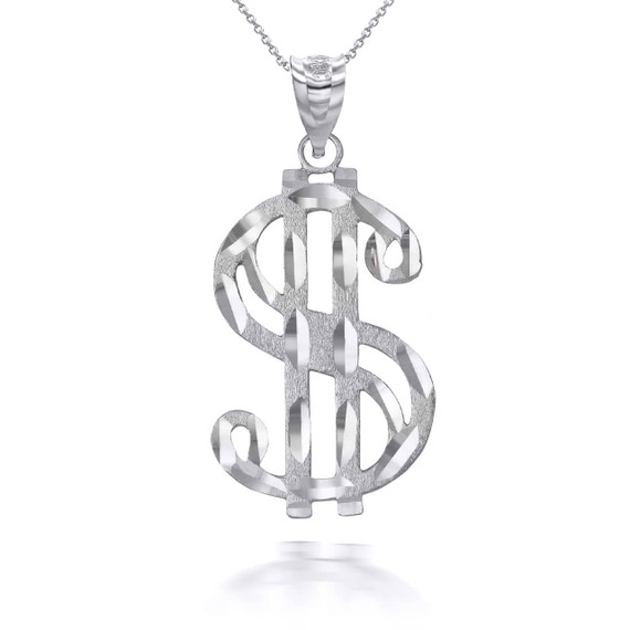 Silver Dollar Sign Pendant Necklace