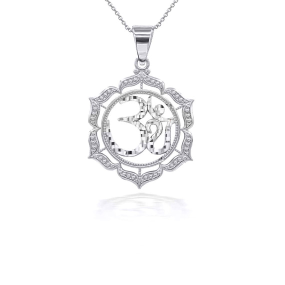 White Gold Ohm Pendant Necklace