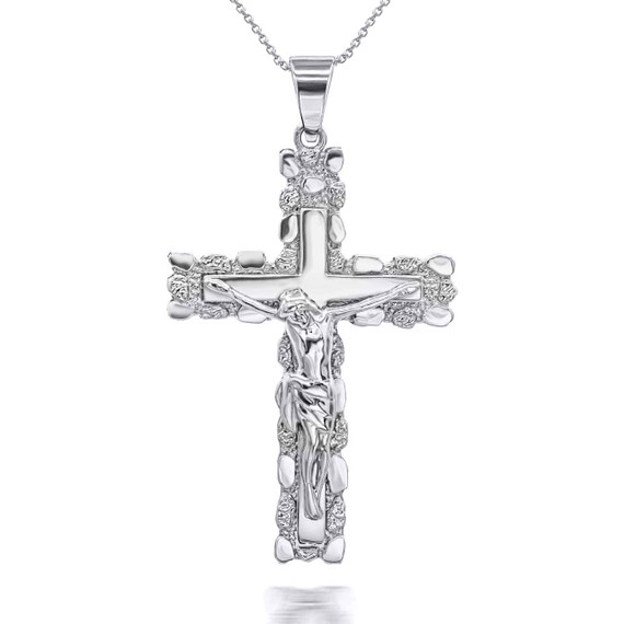 White Gold Crucifix Pendant Necklace