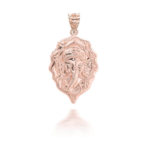 Rose Gold Lord Ganesha Head Hindu Elephant God Pendant