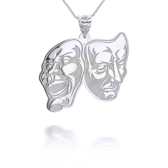 Silver Personalized Comedy & Tragedy Drama & Theatre Masks Reversible Pendant Necklace