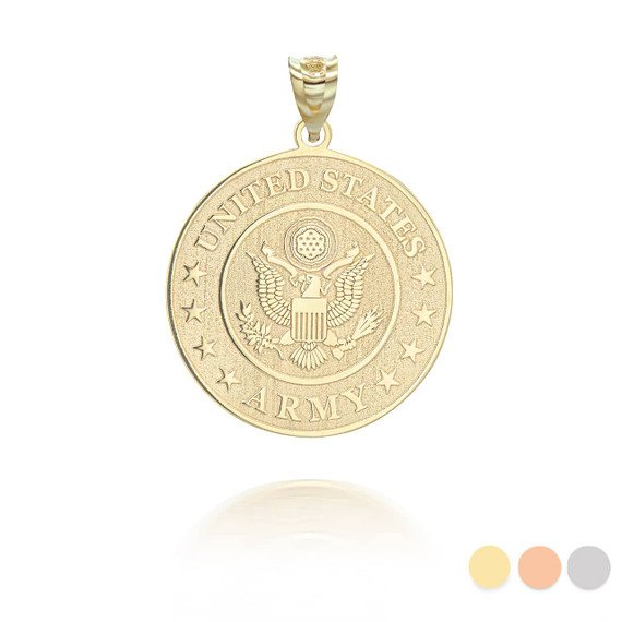 Gold Personalized United States Army Coin Medallion Reversible Pendant