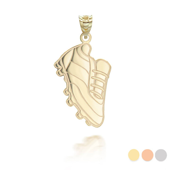 Yellow Gold Personalized Soccer Cleats Fútbol Sports Reversible Pendant