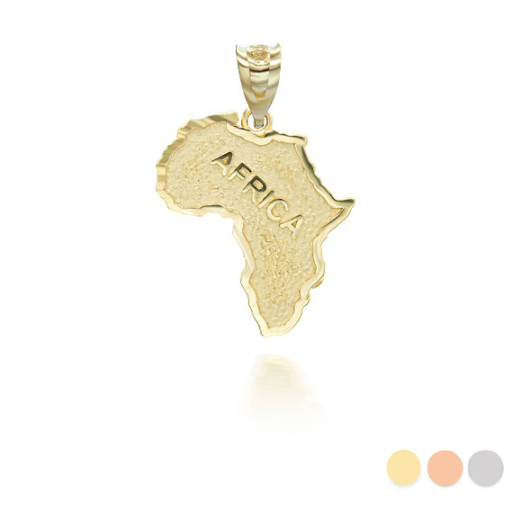 Yellow Gold Africa Map Outline Pendant