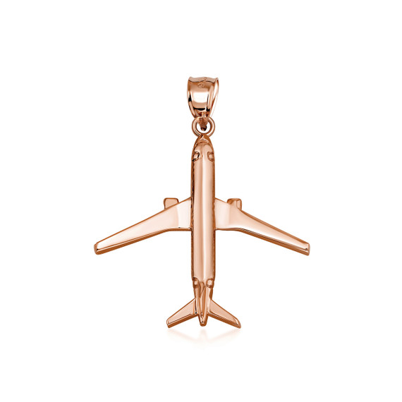 Gold Airplane Travel Charm Pendant Necklace (Available in Yellow/Rose/White Gold)