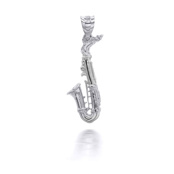 Silver 3D Saxophone Musical Instrument Pendant