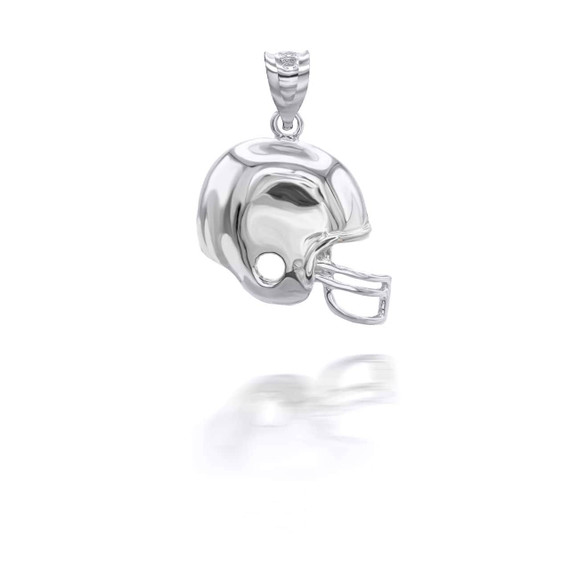 White Gold Football Helmet Sports Pendant